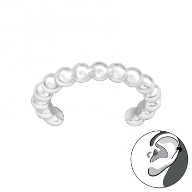 Patterned Oval Cut - 925 Sterling Silver Ear Cuffs and Ear pins A4S40408