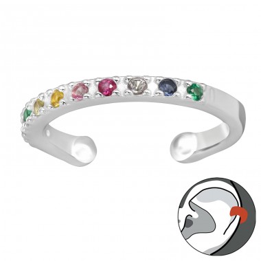 Semicerc stralucitor cu zirconiu multicolor - Argint 925 Cercei Tip Ear Cuffs A4S40889