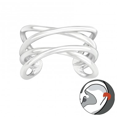 Fire împletite - Argint 925 Cercei Tip Ear Cuffs A4S40923