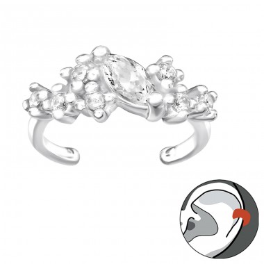 Marquise Zirconia - 925 Sterling Silver Ear Cuffs And Ear Pins A4S41068