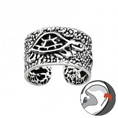 Evil Eye oxydized - 925 Sterling Silver Ear Cuffs And Ear Pins A4S41706