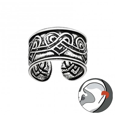 Celtic Heart oxydized - 925 Sterling Silver Ear Cuffs And Ear Pins A4S41712