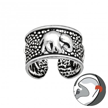 Asian elephant oxydized - 925 Sterling Silver Ear Cuffs And Ear Pins A4S41736