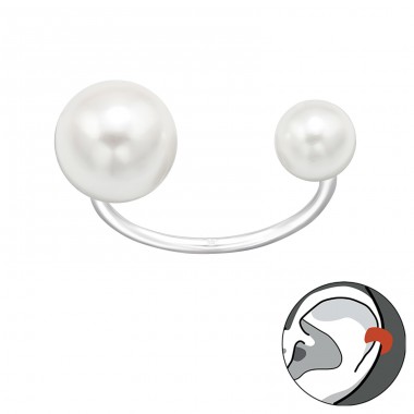 Double pearl ear cuff - 925 Sterling Silver Ear Cuffs And Ear Pins A4S42264