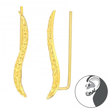 Golden Wave along the ear - 925 Sterling Silver Ear Cuffs And Ear Pins A4S43286
