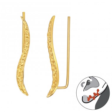 Golden Wave along the ear - 925 Sterling Silver Ear Cuffs And Ear Pins A4S43286