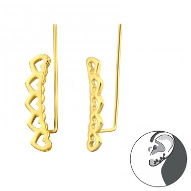 Five Hearts gold plated - 925 Sterling Silver Ear Cuffs And Ear Pins A4S43290
