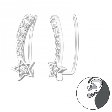 Shooting Star along the ear - 925 Sterling Silver Ear Cuffs And Ear Pins A4S43293