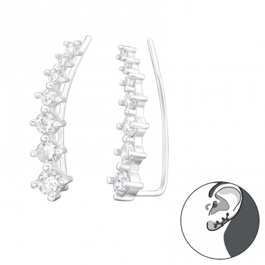 Seven in line zirconia to wear along the ear - 925 Sterling Silver Ear Cuffs And Ear Pins A4S43295