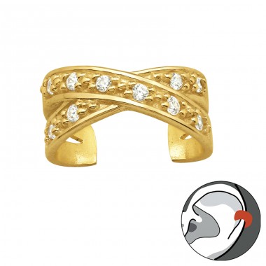 Aranyozott kereszt - 925 Ezüst Fülbevaló Egy Fülre A4S43429