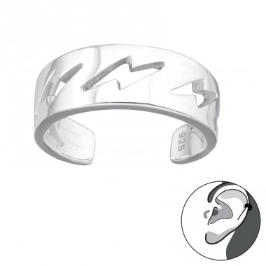 Lightning Bolt - 925 Sterling Silver Ear Cuffs And Ear Pins A4S43574