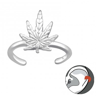 Kannabisz levél  - 925 Ezüst Fülbevaló Egy Fülre A4S43575
