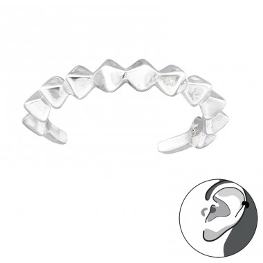 Patterned - 925 Sterling Silver Ear Cuffs and Ear pins A4S43577