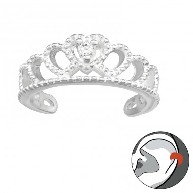 Queen Crown - 925 Sterling Silver Ear Cuffs And Ear Pins A4S43579