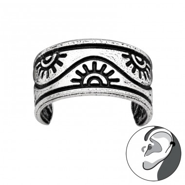 Egyptian Sun Antique - 925 Sterling Silver Ear Cuffs And Ear Pins A4S43584