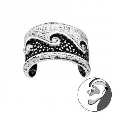 Wave oxidized earcuff - 925 Sterling Silver Ear Cuffs And Ear Pins A4S43585