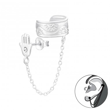 Hamsa mit Kristall und Kette - Ohrstecker aus 925er Sterlingsilber A4S43825