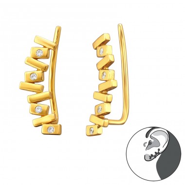 Golden ear decoration jenga tower - 925 Sterling Silver Ear Cuffs And Ear Pins A4S43858