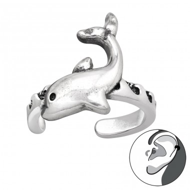 Dolphin - 925 Sterling Silver Ear Cuffs and Ear pins A4S44005
