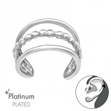 Triple Line Plain Platinum - 925 Sterling Silver Ear Cuffs And Ear Pins A4S44126