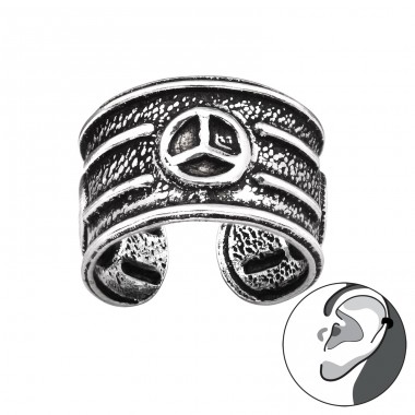 Peace Symbol antique style - 925 Sterling Silver Ear Cuffs And Ear Pins A4S44128