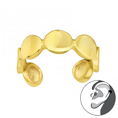 Golden Connected Circles earcuff - 925 Sterling Silver Ear Cuffs And Ear Pins A4S44199
