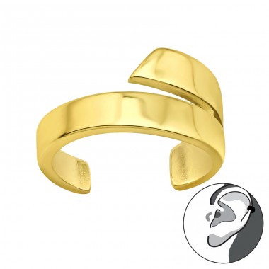 Golden polished earcuff - 925 Sterling Silver Ear Cuffs And Ear Pins A4S44201