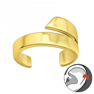 Golden polished earcuff - 925 Sterling Silver Ear Cuffs And Ear Pins A4S44201