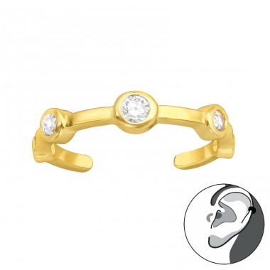 Tripple zirconia gold plated - 925 Sterling Silver Ear Cuffs And Ear Pins A4S44203