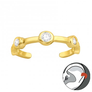 Tripple zirconia gold plated - 925 Sterling Silver Ear Cuffs And Ear Pins A4S44203