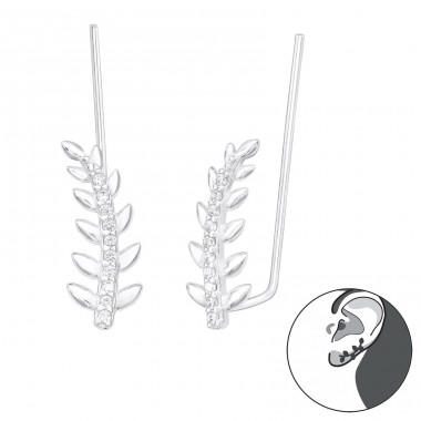 Leaves - 925 Sterling Silver Ear Cuffs and Ear pins A4S44206