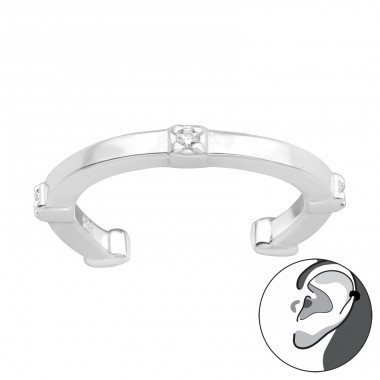 Patterned - 925 Sterling Silver Ear Cuffs and Ear pins A4S44589
