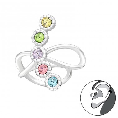 Colorful zirconia stones in line - 925 Sterling Silver Ear Cuffs And Ear Pins A4S44591