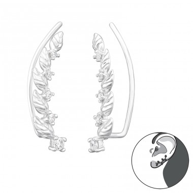 Leaf - 925 Sterling Silver Ear Cuffs and Ear pins A4S44619
