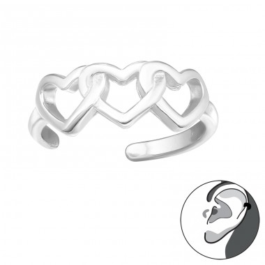 Hearts - 925 Sterling Silver Ear Cuffs and Ear pins A4S44984