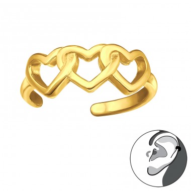 Hearts linked - 925 Sterling Silver Ear Cuffs And Ear Pins A4S44985