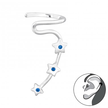 Stars blue zircon one ear - 925 Sterling Silver Ear Cuffs And Ear Pins A4S44986