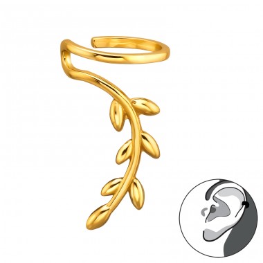 One ear Leaf decoration gold plated - 925 Sterling Silver Ear Cuffs And Ear Pins A4S44989