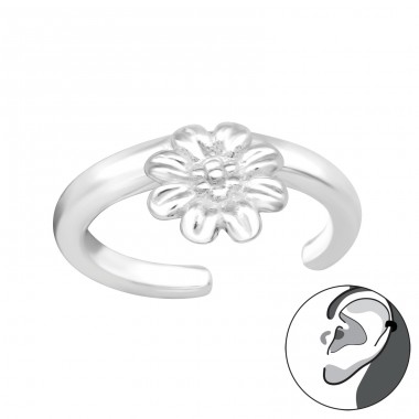 Flower - 925 Sterling Silver Ear Cuffs and Ear pins A4S45054