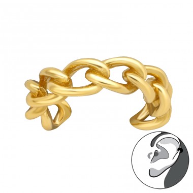 Golden earchuf in Chain shape - 925 Sterling Silver Ear Cuffs And Ear Pins A4S45118