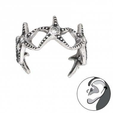 Starfish vintage oxidized - 925 Sterling Silver Ear Cuffs And Ear Pins A4S45298