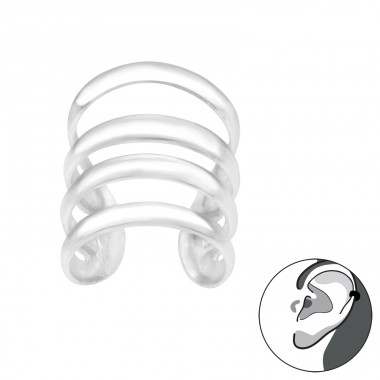 Quadruple Lines - 925 Sterling Silver Ear Cuffs And Ear Pins A4S45779