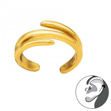 Patterned 24k gold plated - 925 Sterling Silver Ear Cuffs And Ear Pins A4S45780