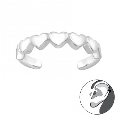 Connected Hearts ear climber - 925 Sterling Silver Ear Cuffs And Ear Climbers A4S46214