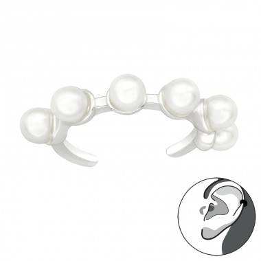 6 Glass Pearl - 925 Sterling Silver Ear Cuffs And Ear Climbers A4S46252