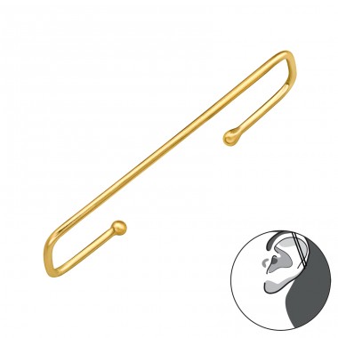 Goldener Ohrclip - 925Er Silber Ohrklemme Und Ohrkletterer A4S49220