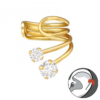 Semicerc auriu cu Zirconiu - Argint 925 Cercei Tip Ear Cuffs A4S49739