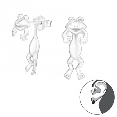 Frog - 925 Sterling Silver Double-sided Ear Studs A4S24269