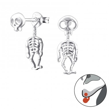 Skeleton - 925 Sterling Silver Double-sided Ear Studs A4S24271