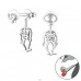 Skeleton - 925 Sterling Silver Double-sided Ear Studs A4S24271